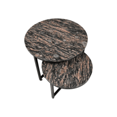 Marmero ronde salontafels ø60x45/ø45x34 marmer bruin | set van 2