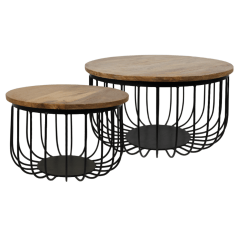 Maden ronde salontafels ø60/ø45 mangohout | set van 2