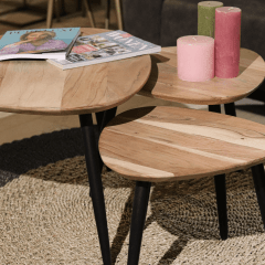 Zurich salontafel ø70/ø50/ø45 acaciahout naturel | set van 3