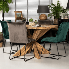 Baloy eettafel rond ø130x75 teak naturel van het woonmerk HSM collection