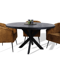 Melbourne eettafel rond ø130x76 mangohout zwart van het woonmerk HSM Collection