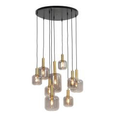 Lekar hanglamp Ø83.5 cm 9L antiek brons/smoke glas van het woonmerk Light & Living