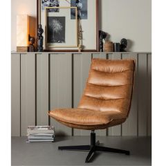 Nika draaifauteuil -  leerlook  - cognac