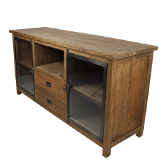 Hunter tv-meubel 160x50x80 teakhout/metaal naturel/zwart