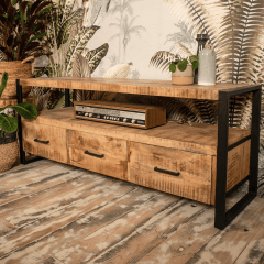 Havana tv-meubel 150x45x60 mangohout/metaal naturel/zwart