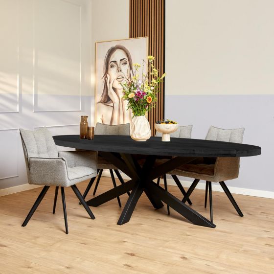 Ovale eettafel Denver - 240 cm - zwart