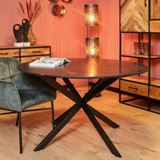 Ronde eettafel Lynn - ø150 cm - marmer - zwart