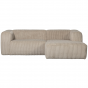 Bean chaise loungue rechts grove ribstof - travertin