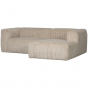 Bean chaise loungue rechts grove ribstof - travertin