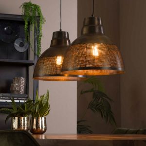 Zoe hanglamp 2xø38 screen - brons antiek