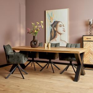 Rechthoekige eettafel Denver - 200 cm - naturel - X-poot